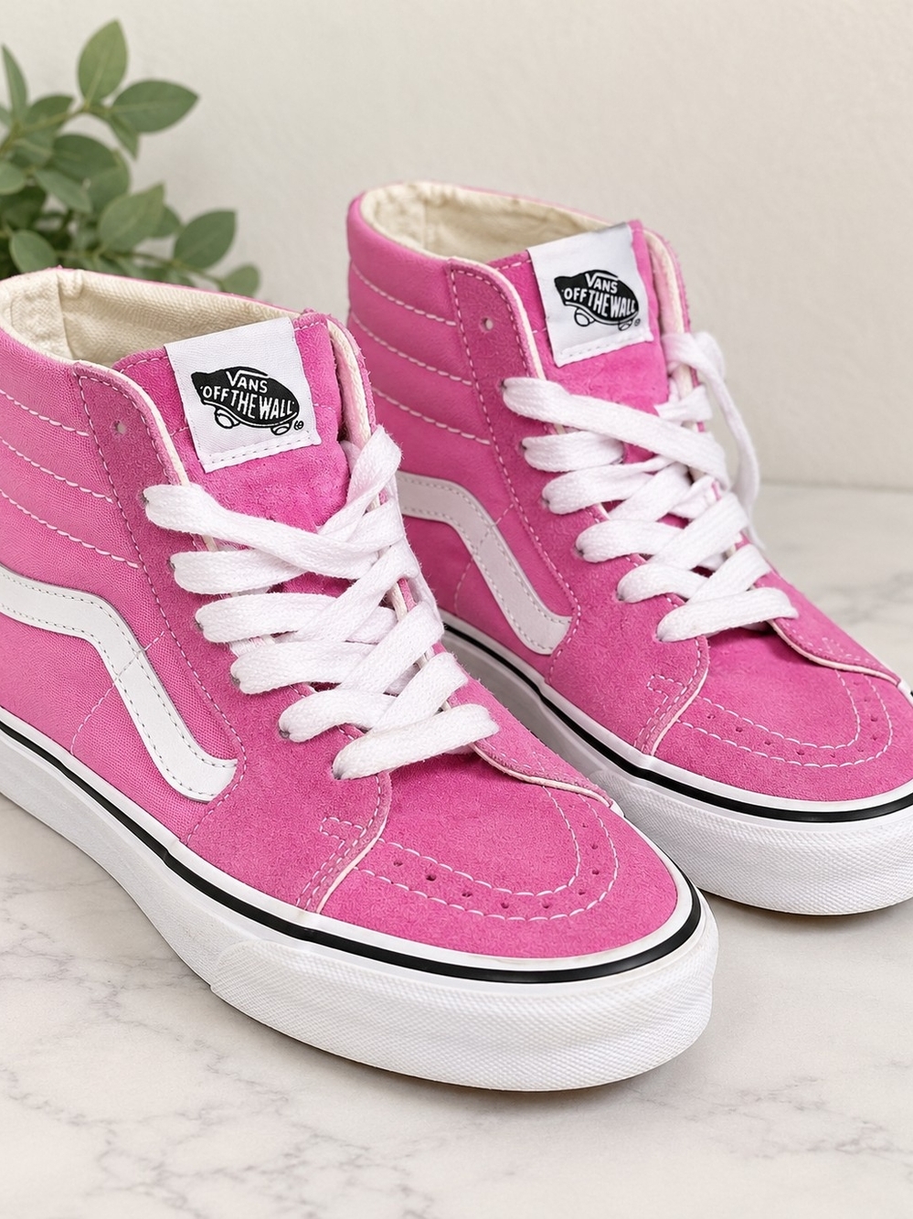 Vans Sk8-Hi Pink White High Top Sneakers Womens 7